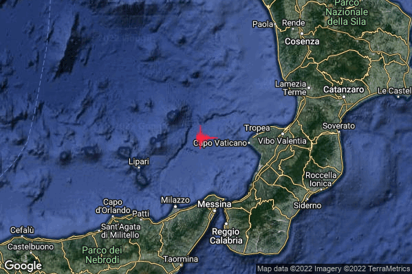 Lieve Terremoto M2.1 epicentro Tirreno Meridionale (MARE) alle 07:23:49 (06:23:49 UTC)