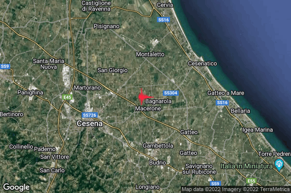 Debole Terremoto M2.3 epicentro 5 km N Gambettola (FC) alle 09:48:30 (08:48:30 UTC)