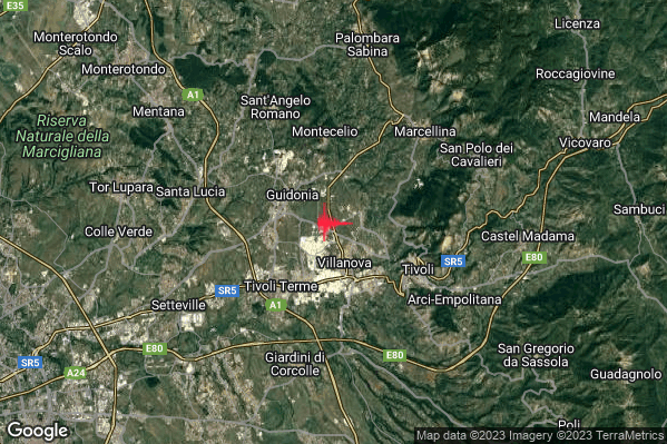 Moderato Terremoto M3.3 epicentro 3 km SE Guidonia Montecelio (RM) alle 14:07:46 (13:07:46 UTC)