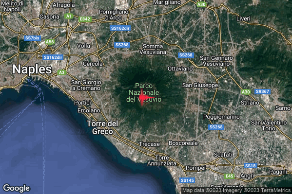 Lieve Terremoto M2.0 epicentro Vesuvio alle 21:59:25 (20:59:25 UTC)