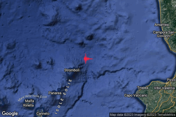 Lieve Terremoto M2.0 epicentro Isole Eolie (Messina) alle 03:55:02 (02:55:02 UTC)