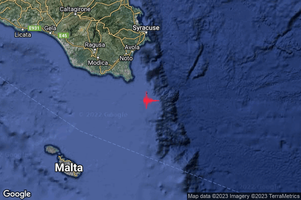 Debole Terremoto M2.6 epicentro Costa Siracusana (Siracusa) alle 10:29:16 (09:29:16 UTC)
