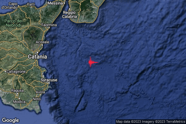 Lieve Terremoto M2.0 epicentro Mar Ionio Meridionale (MARE) alle 21:54:44 (20:54:44 UTC)