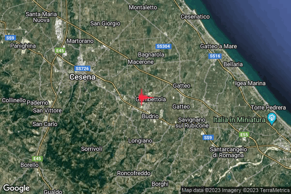 Leggero Terremoto M3.1 epicentro Gambettola (FC) alle 01:08:41 (00:08:41 UTC)