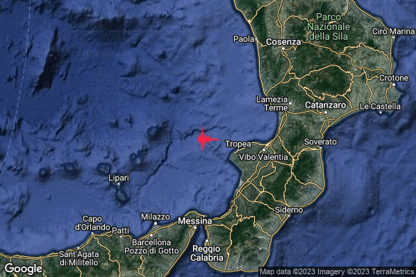 Debole Terremoto M2.3 epicentro Tirreno Meridionale (MARE) alle 12:07:04 (11:07:04 UTC)