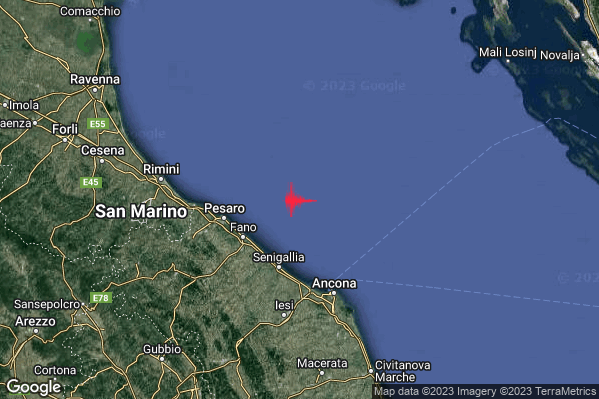Debole Terremoto M2.4 epicentro Costa Marchigiana Pesarese (Pesaro-Urbino) alle 16:26:29 (15:26:29 UTC)
