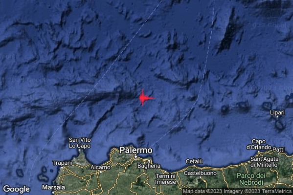 Lieve Terremoto M2.0 epicentro Tirreno Meridionale (MARE) alle 02:48:32 (01:48:32 UTC)