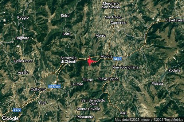 Lieve Terremoto M2.0 epicentro 3 km W Muccia (MC) alle 02:06:08 (01:06:08 UTC)