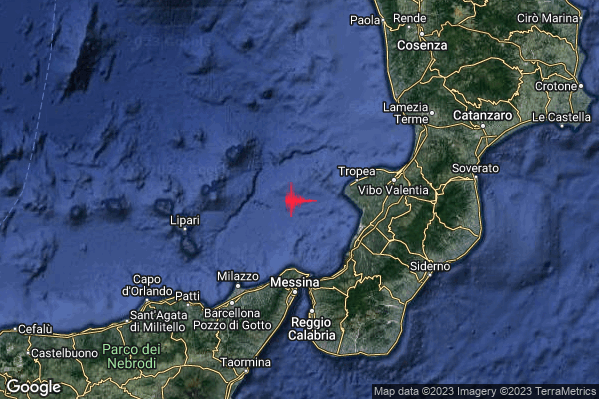 Lieve Terremoto M2.2 epicentro Tirreno Meridionale (MARE) alle 03:46:04 (02:46:04 UTC)