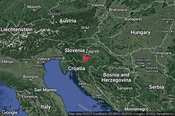 Debole Terremoto M2.3 epicentro Croatia [Land] alle 16:21:19 (15:21:19 UTC)