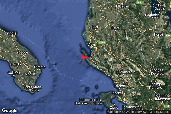 Moderato Terremoto M3.7 epicentro Costa Albanese meridionale (ALBANIA) alle 03:50:38 (02:50:38 UTC)