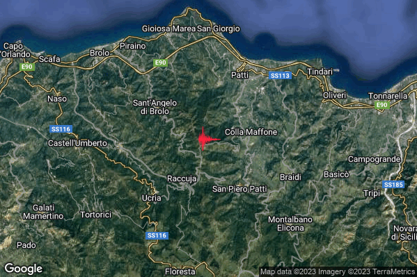 Debole Terremoto M2.5 epicentro 2 km W Librizzi (ME) alle 07:55:43 (06:55:43 UTC)
