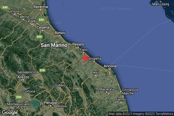 Lieve Terremoto M2.0 epicentro 1 km NE San Costanzo (PU) alle 10:32:07 (09:32:07 UTC)