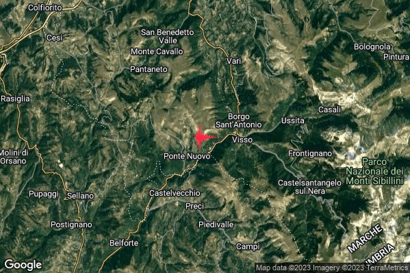 Lieve Terremoto M2.0 epicentro 3 km W Visso (MC) alle 10:28:18 (09:28:18 UTC)