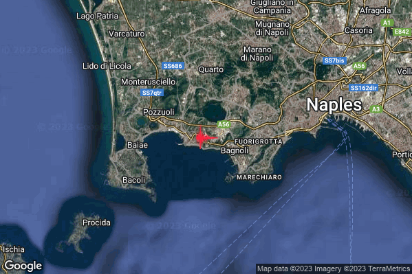 Lieve Terremoto M2.0 epicentro Campi Flegrei alle 14:02:51 (13:02:51 UTC)