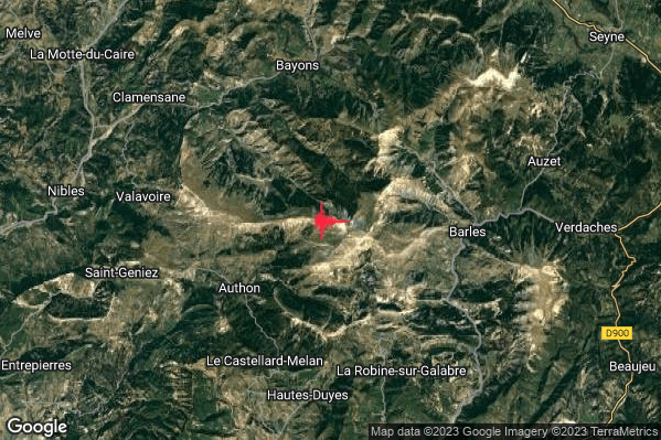 Leggero Terremoto M2.9 epicentro France alle 21:44:43 (20:44:43 UTC)