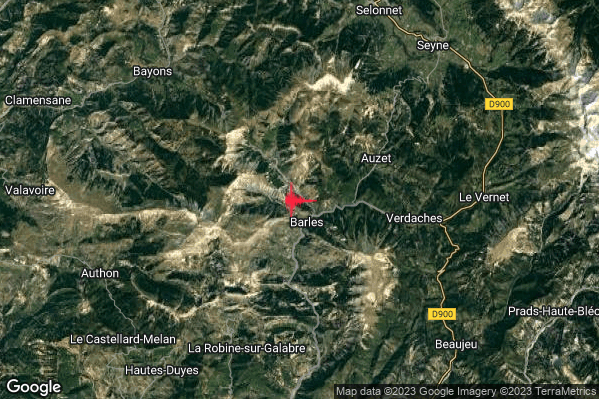 Debole Terremoto M2.7 epicentro France alle 00:20:08 (23:20:08 UTC)