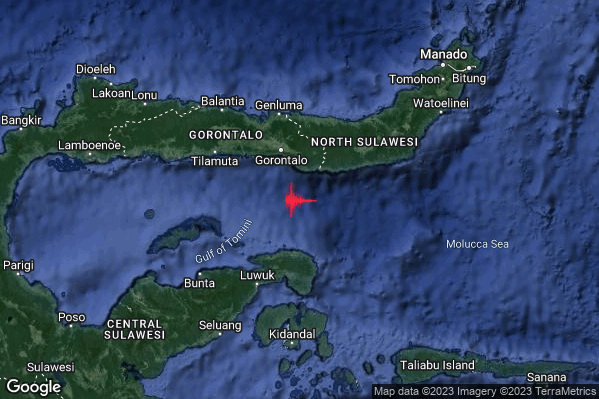 Violento Terremoto M6.0 epicentro Minahassa Peninsula Sulawesi Indonesia [Sea: Indonesia] alle 01:34:46 (00:34:46 UTC)