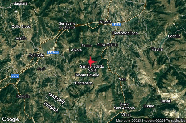 18:40:48 M2.0 epicentro “3 km NE Monte Cavallo (MC)”
