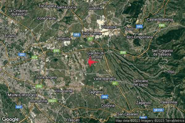 Leggero Terremoto M3.2 epicentro 8 km NW Colonna (RM) alle 02:46:11 (01:46:11 UTC)