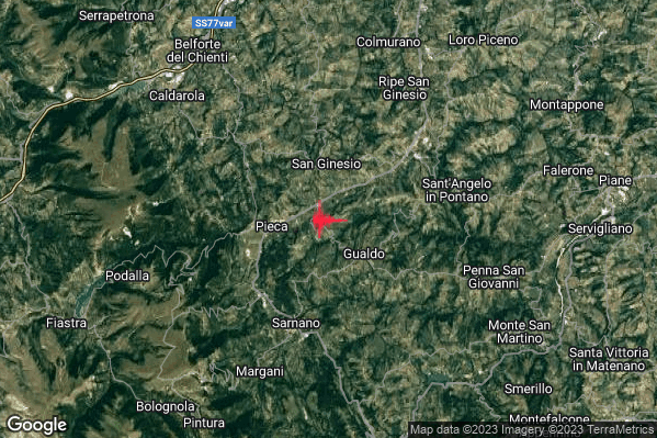 Leggero Terremoto M3.1 epicentro 2 km NW Gualdo (MC) alle 10:52:51 (09:52:51 UTC)