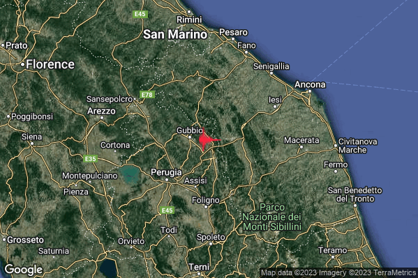 Debole Terremoto M2.3 epicentro 2 km SE Costacciaro (PG) alle 13:53:47 (12:53:47 UTC)