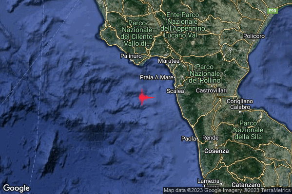 Lieve Terremoto M2.2 epicentro Tirreno Meridionale (MARE) alle 05:04:11 (04:04:11 UTC)