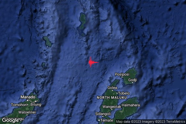 Violento Terremoto M5.7 epicentro Indonesia [Sea] alle 05:23:55 (04:23:55 UTC)