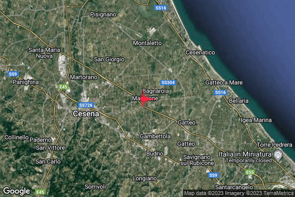 Lieve Terremoto M2.1 epicentro 4 km N Gambettola (FC) alle 06:22:03 (05:22:03 UTC)