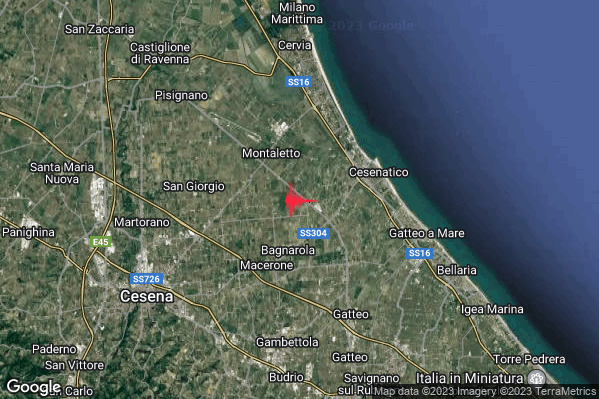 Lieve Terremoto M2.2 epicentro 4 km W Cesenatico (FC) alle 06:38:55 (05:38:55 UTC)