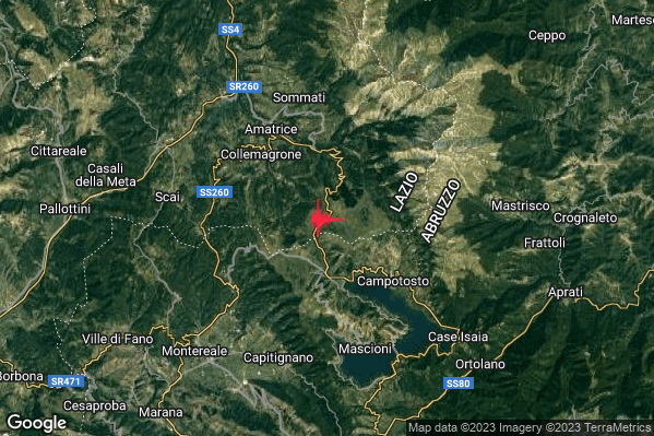 Debole Terremoto M2.5 epicentro 5 km NW Campotosto (AQ) alle 06:56:38 (05:56:38 UTC)