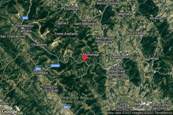 Lieve Terremoto M2.2 epicentro 7 km S Serra Sant'Abbondio (PU) alle 11:11:11 (10:11:11 UTC)