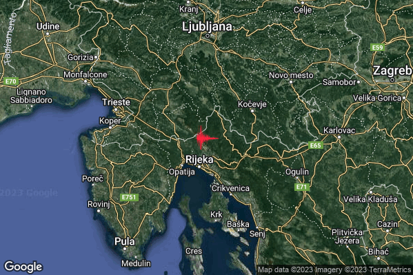 Debole Terremoto M2.4 epicentro Confine Slovenia-Croazia (SLOVENIA CROAZIA) alle 06:35:19 (05:35:19 UTC)