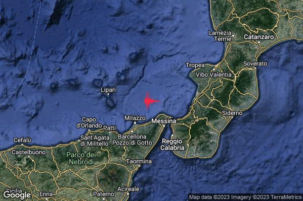 Debole Terremoto M2.3 epicentro Tirreno Meridionale (MARE) alle 15:14:13 (14:14:13 UTC)