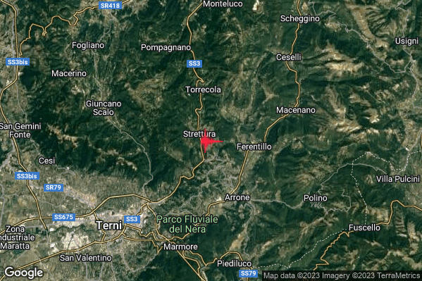 Lieve Terremoto M2.1 epicentro 4 km NW Montefranco (TR) alle 18:21:38 (17:21:38 UTC)