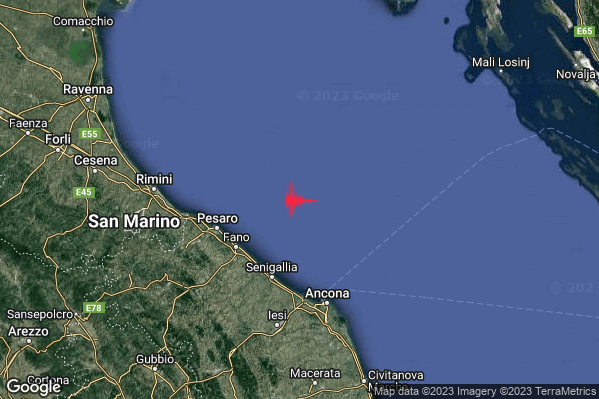 Lieve Terremoto M2.0 epicentro Costa Marchigiana Pesarese (Pesaro-Urbino) alle 20:23:54 (19:23:54 UTC)