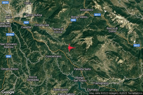 Lieve Terremoto M2.2 epicentro 4 km E Concerviano (RI) alle 23:40:41 (22:40:41 UTC)