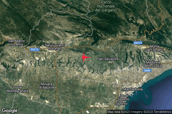 Lieve Terremoto M2.2 epicentro 7 km E San Giovanni Rotondo (FG) alle 03:39:56 (02:39:56 UTC)