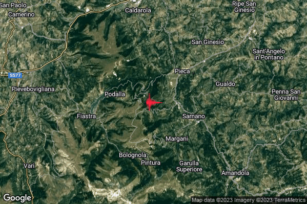 Lieve Terremoto M2.0 epicentro 5 km W Sarnano (MC) alle 11:12:36 (10:12:36 UTC)