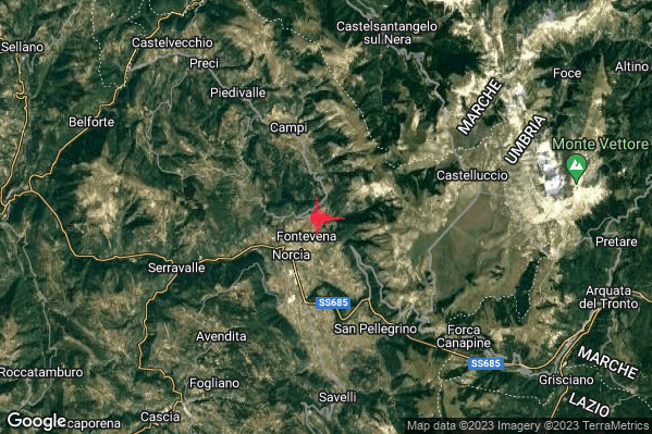 Debole Terremoto M2.3 epicentro 3 km NE Norcia (PG) alle 04:32:06 (03:32:06 UTC)