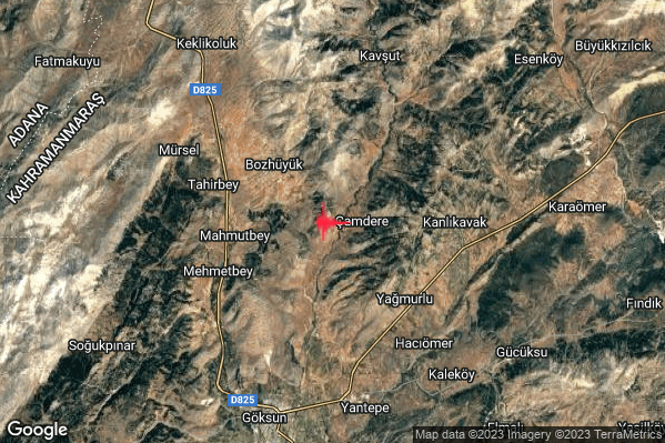 Forte Terremoto M4.8 epicentro Turkey alle 19:04:00 (18:04:00 UTC)