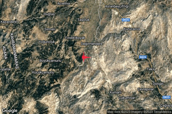 Intenso Terremoto M4.6 epicentro Turkey alle 21:05:40 (20:05:40 UTC)