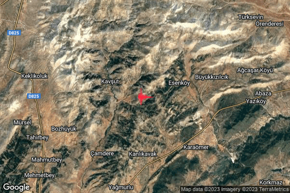 Forte Terremoto M4.8 epicentro Turkey alle 22:57:49 (21:57:49 UTC)