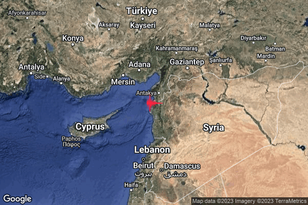 Forte Terremoto M4.8 epicentro Jordan - Syria region [Land: Syria] alle 03:47:41 (02:47:41 UTC)