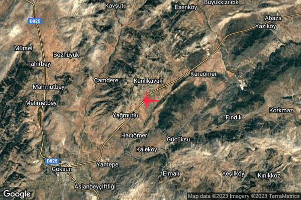 Intenso Terremoto M4.7 epicentro Turkey alle 16:48:58 (15:48:58 UTC)