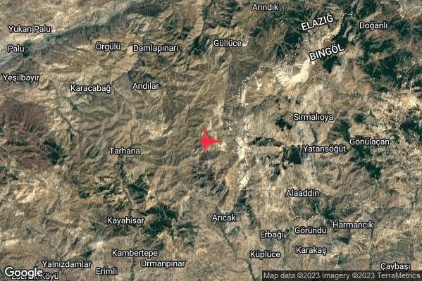 Intenso Terremoto M4.5 epicentro Turkey alle 20:54:28 (19:54:28 UTC)
