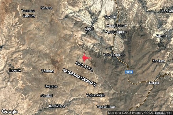 Intenso Terremoto M4.7 epicentro Turkey alle 22:21:36 (21:21:36 UTC)