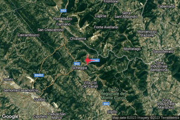Lieve Terremoto M2.0 epicentro 2 km NE Scheggia e Pascelupo (PG) alle 02:54:00 (01:54:00 UTC)