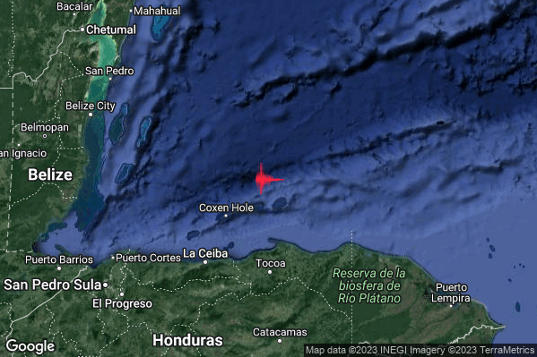 Severo Terremoto M5.6 epicentro North of Honduras [Sea: Honduras] alle 16:16:18 (15:16:18 UTC)
