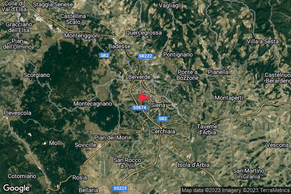 Lieve Terremoto M2.0 epicentro 2 km W Siena (SI) alle 00:31:42 (23:31:42 UTC)